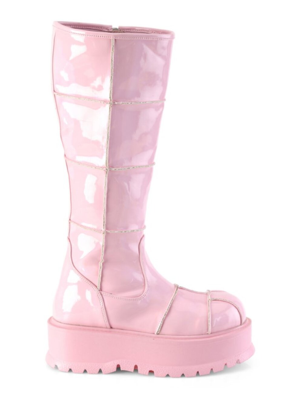Knee High Boots with Patching Details & Inner Side Metal Zip Closure